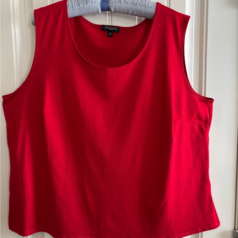 Vibrant Red Nylon Sleeveless Top
